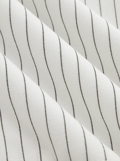 Pinstripe Asymmetric Button Vest & Shorts Set