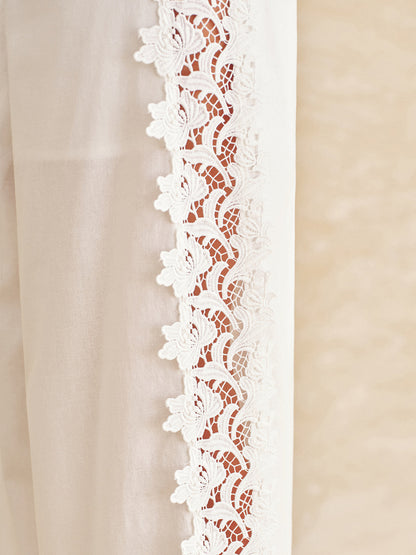 Cotton Linen Halter Top & Lace Trim Pants Set