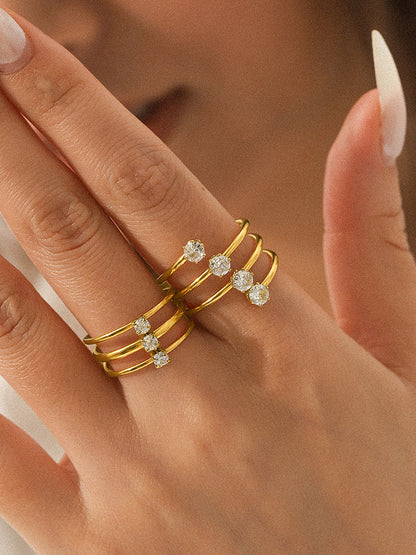 Four Clear Crystal Spiral Wrap Ring