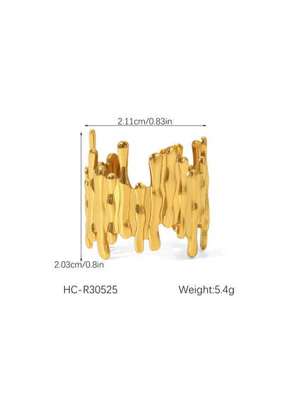 Irregular Drip Wide Band Ring