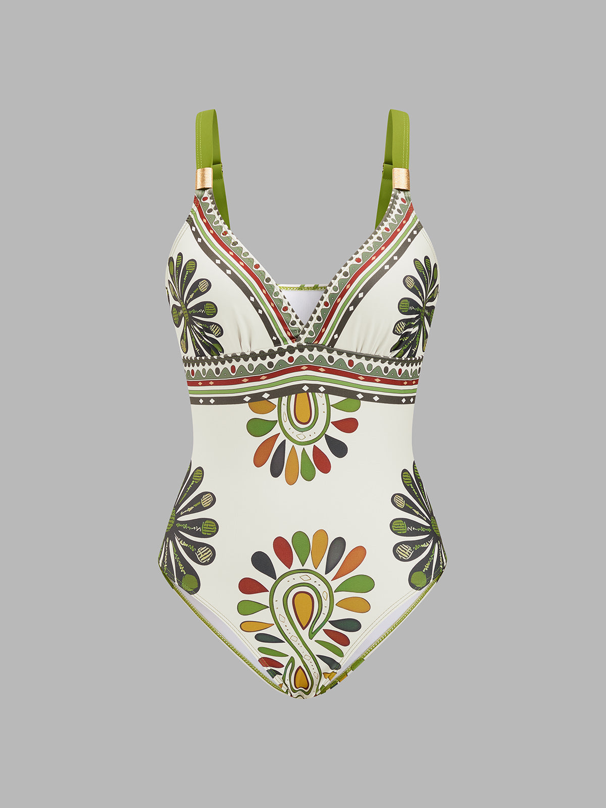 Paisley Print One Piece Swimsuit & Sarong Set