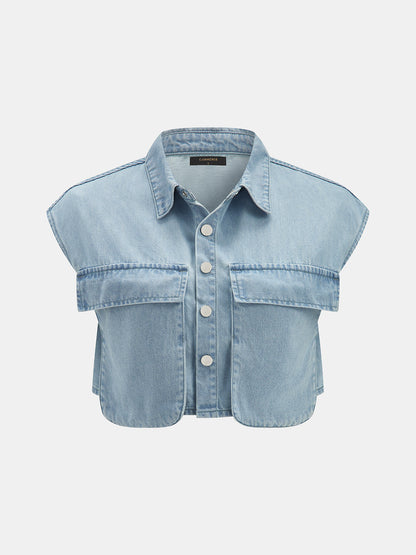 Sleeveless Crop Denim Top & Pleated Pants Set