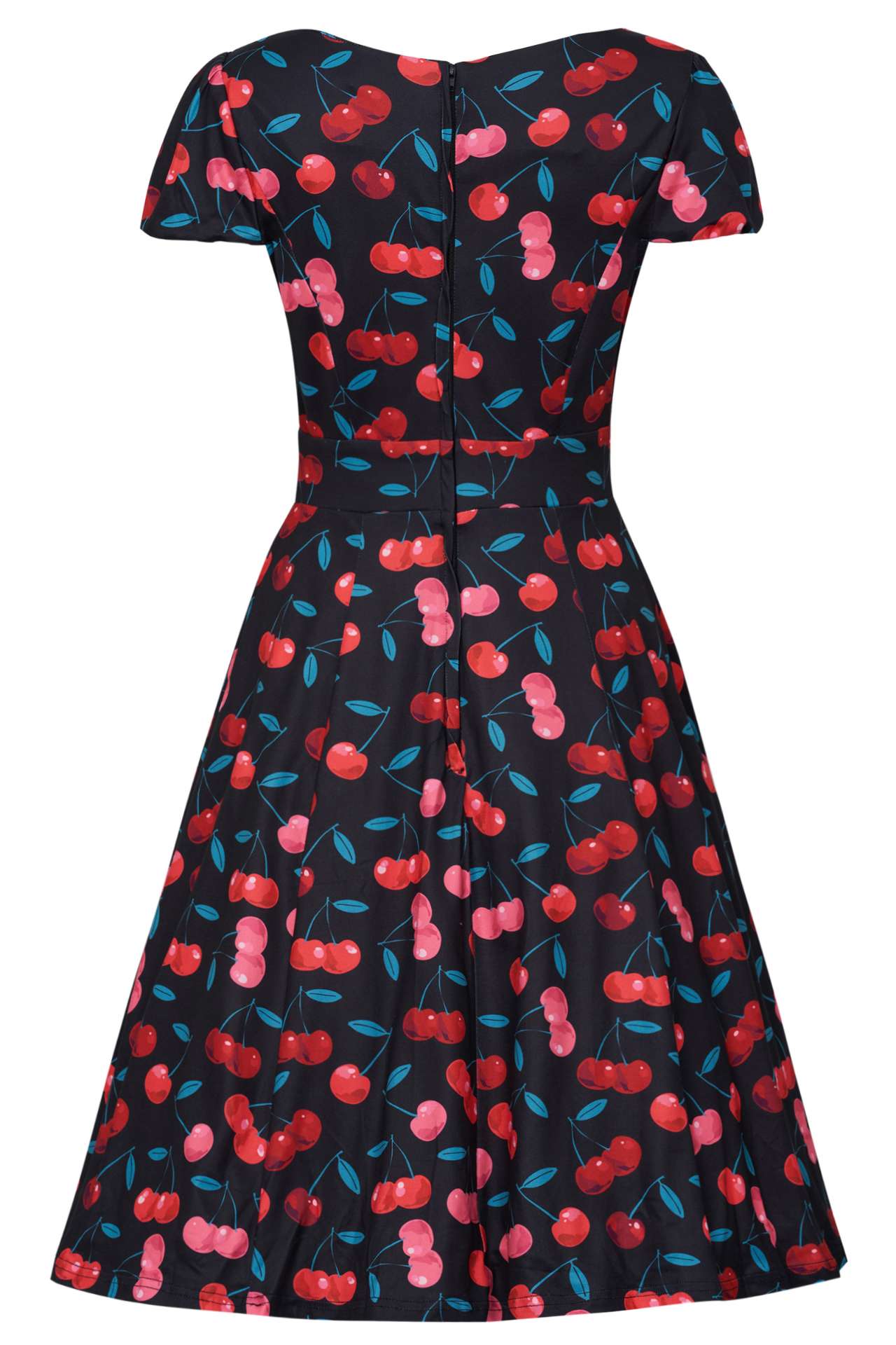 Claudia Cap Sleeved Cherry Skater Dress