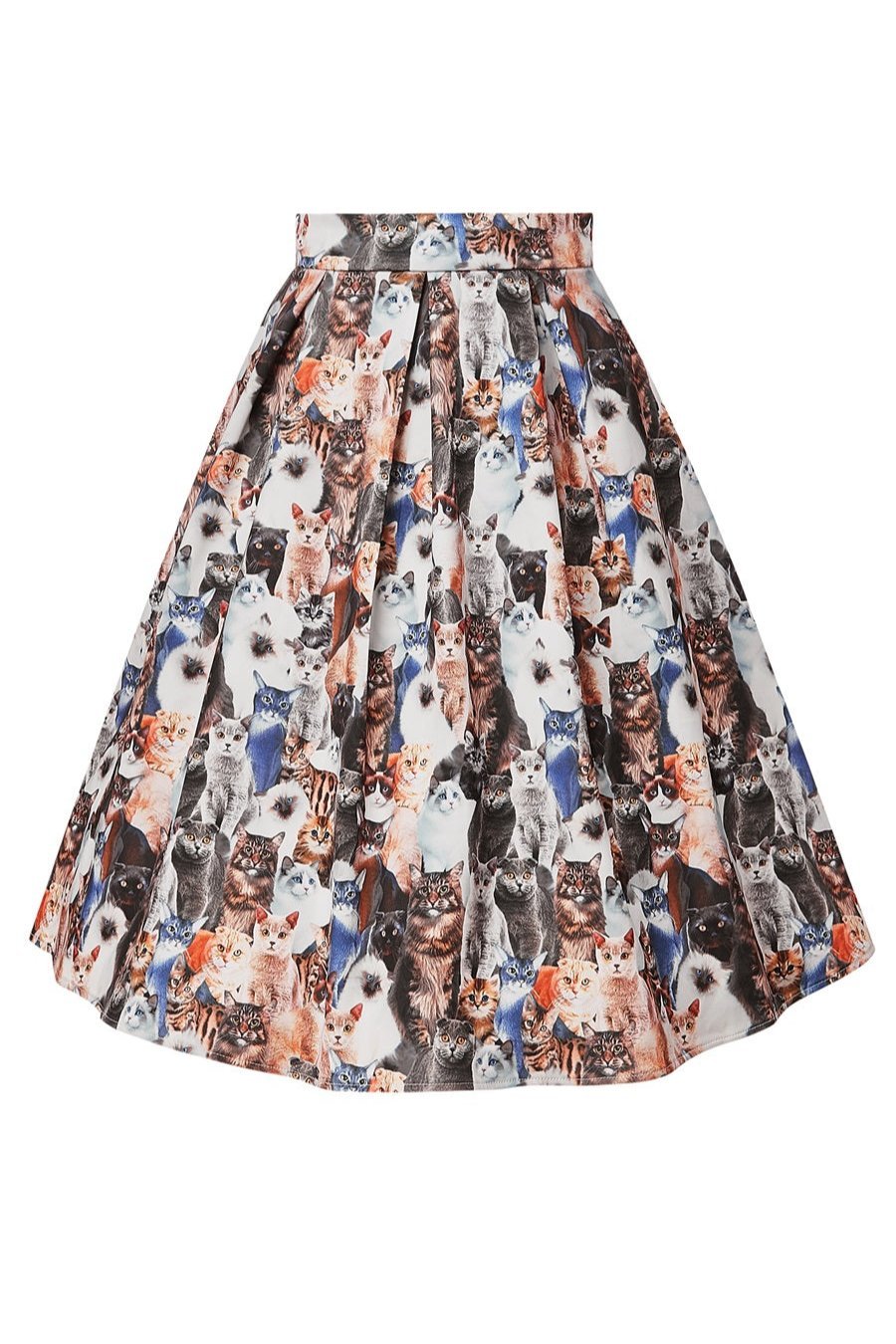 Carolyn Box Pleat Skirt in Cute Cat Print