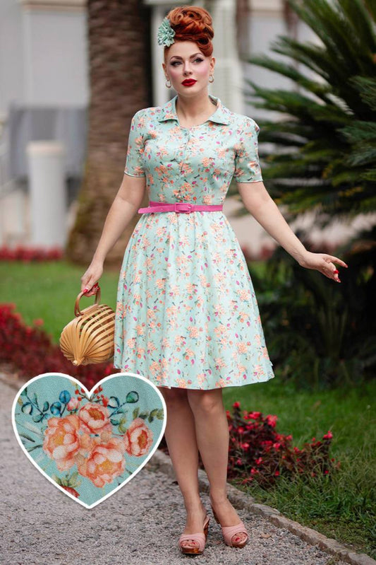 Penelope Mint Green Floral Shirt Dress