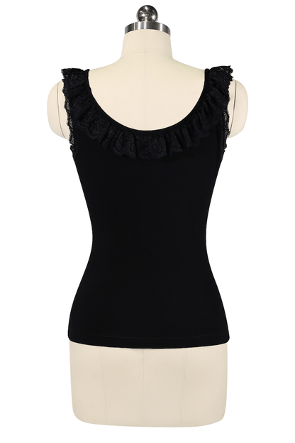 D'Amour Follies Madame Ruffle Singlet (Black)