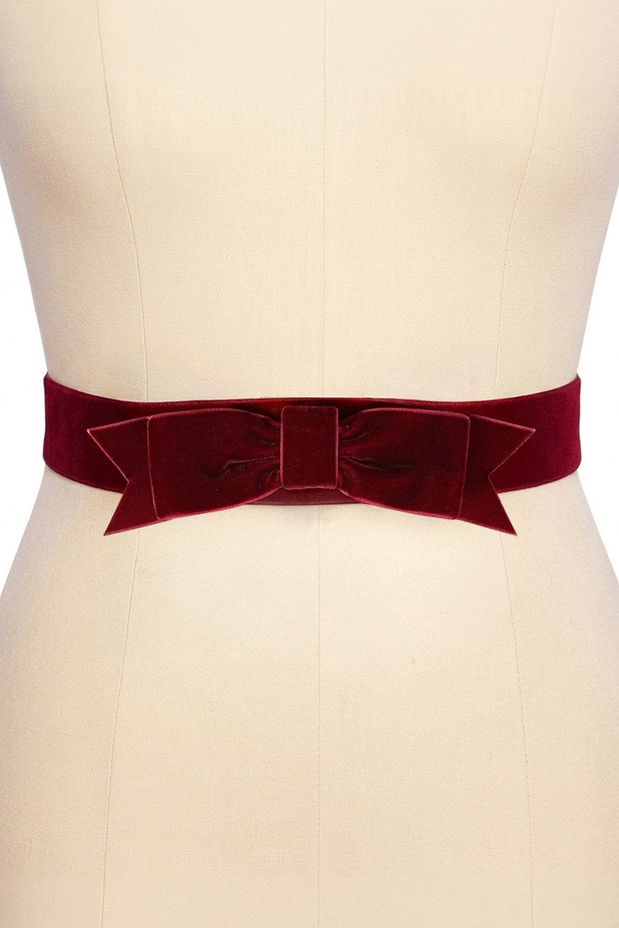 D'Amour Follies Bow Belt (Burgundy)