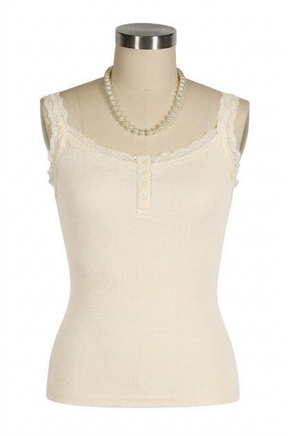 D'Amour Button Up Follies Singlet (Cream)