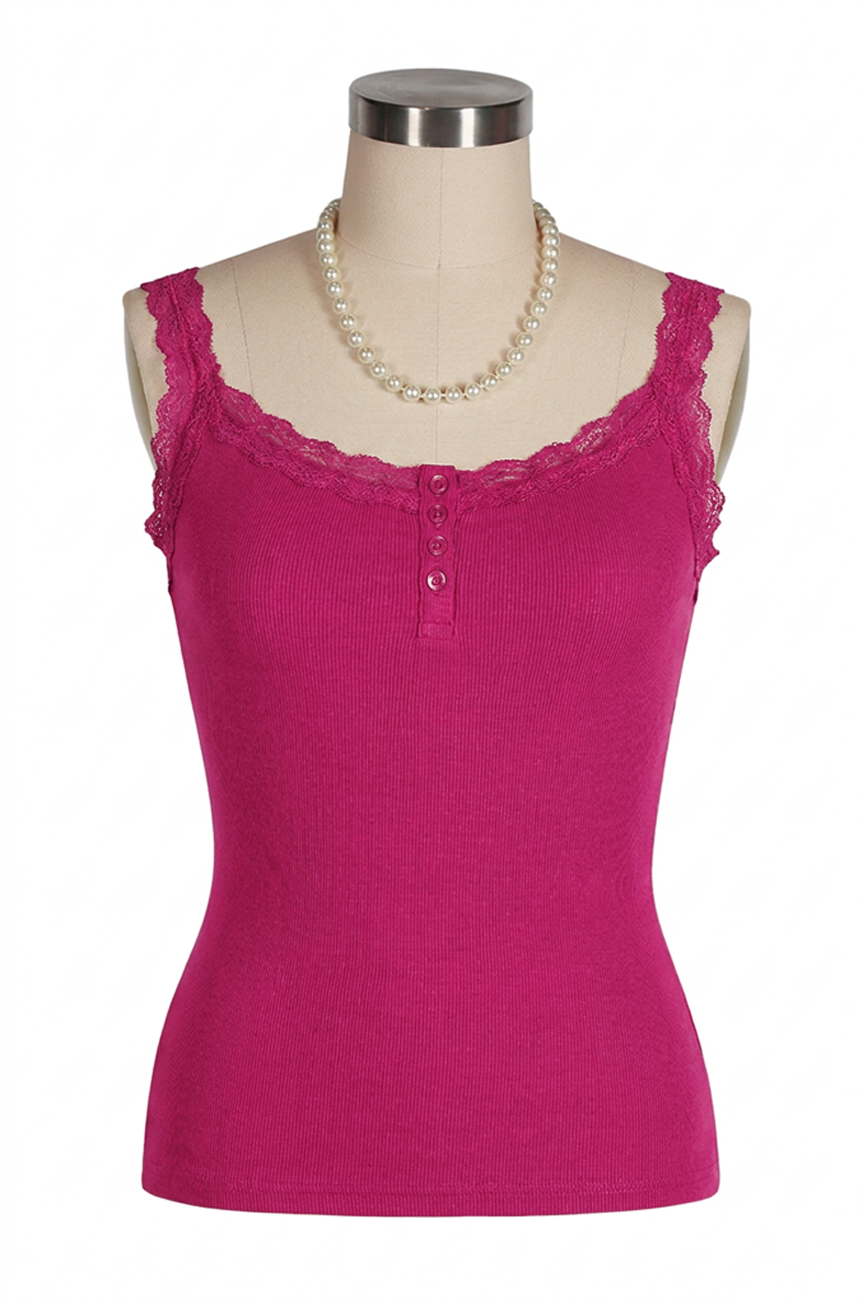 D'Amour Button Up Follies Singlet (Raspberry)