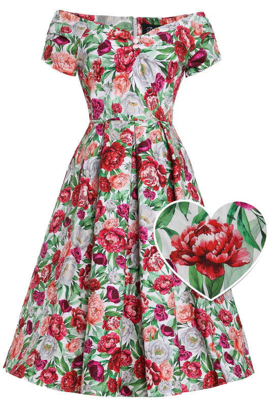 Lily White Peony Off Shoulder Dress