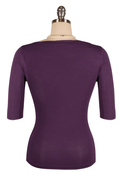 Manhattan Follies Cowl Neck Jersey Top (Purple)