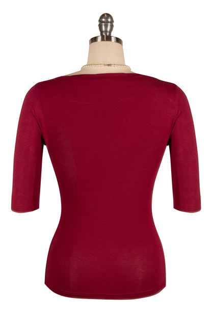 Manhattan Follies Cowl Neck Jersey Top (Burgundy)