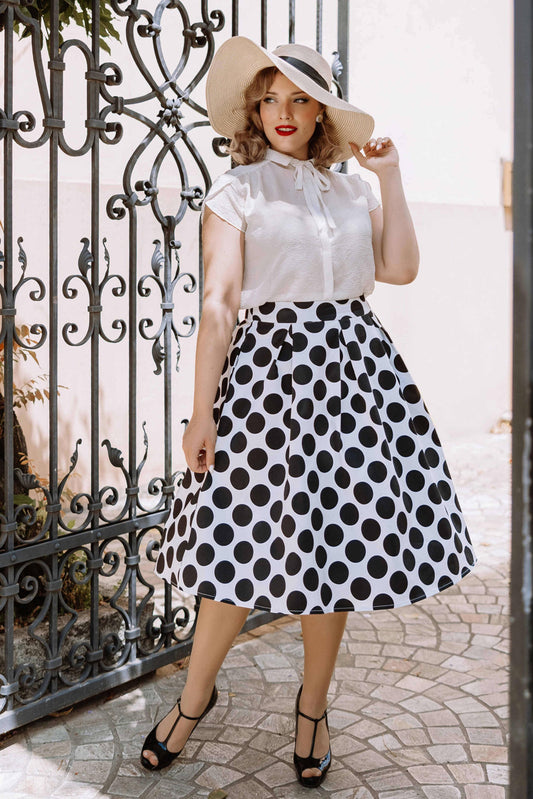 Carolyn Monochrome Polka Dot Swing Skirt