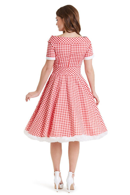 Darlene Retro Red Gingham Swing Dress