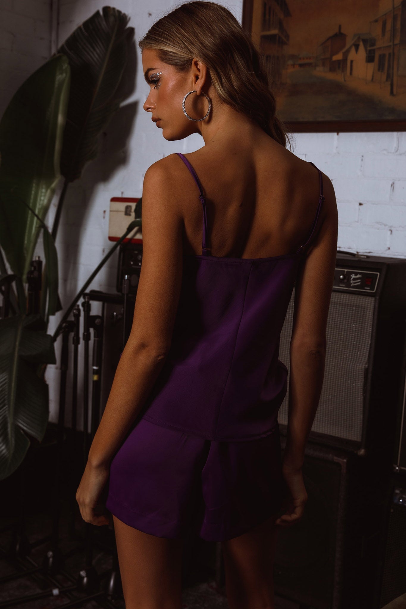 Zylah Satin Shorts Purple