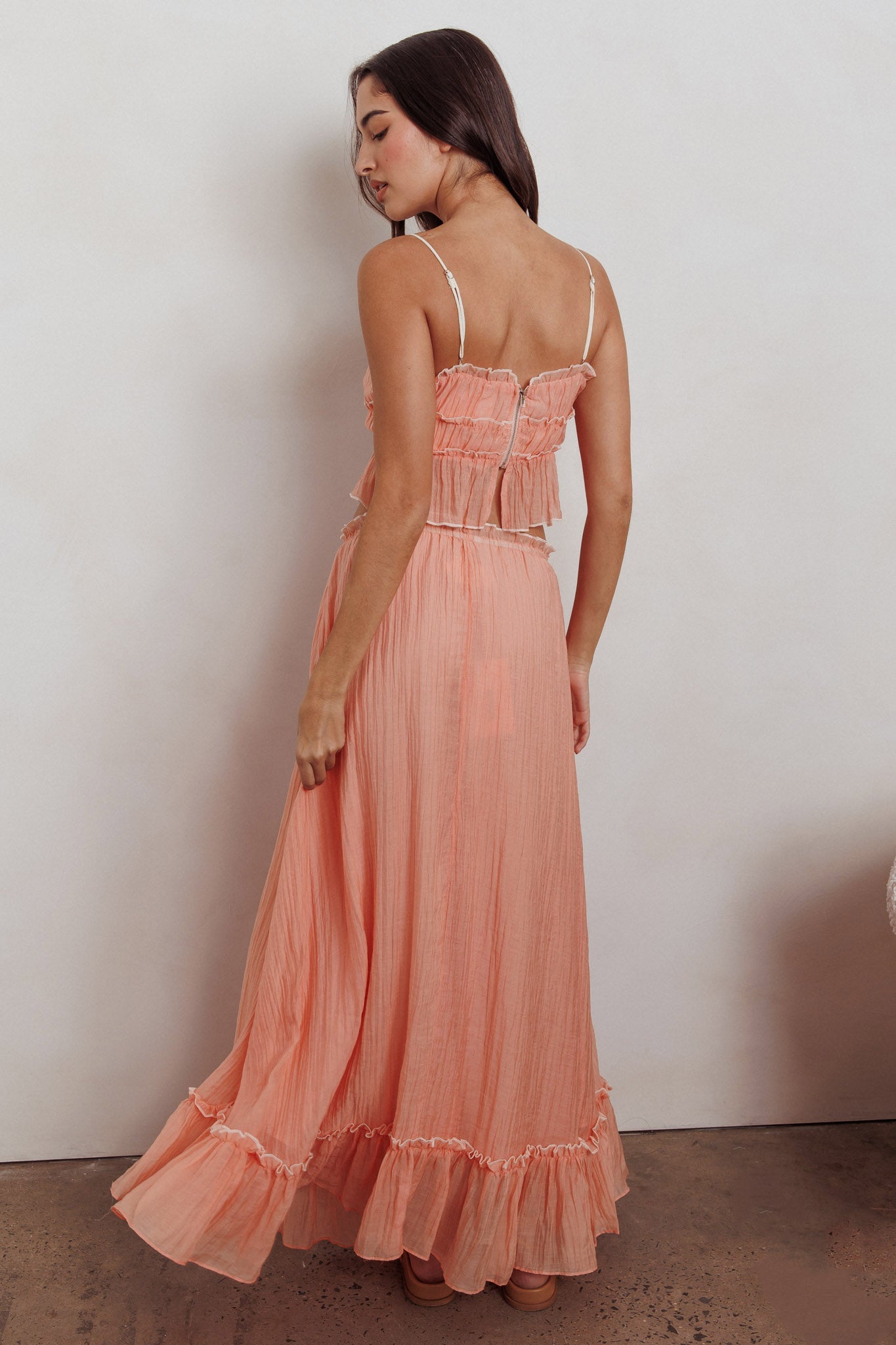 Maidens Tie Detail Overlock Maxi Skirt Apricot