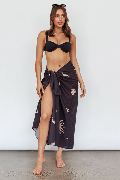 Sunshine Coast Multi-Way Scarf Sun Moon Black
