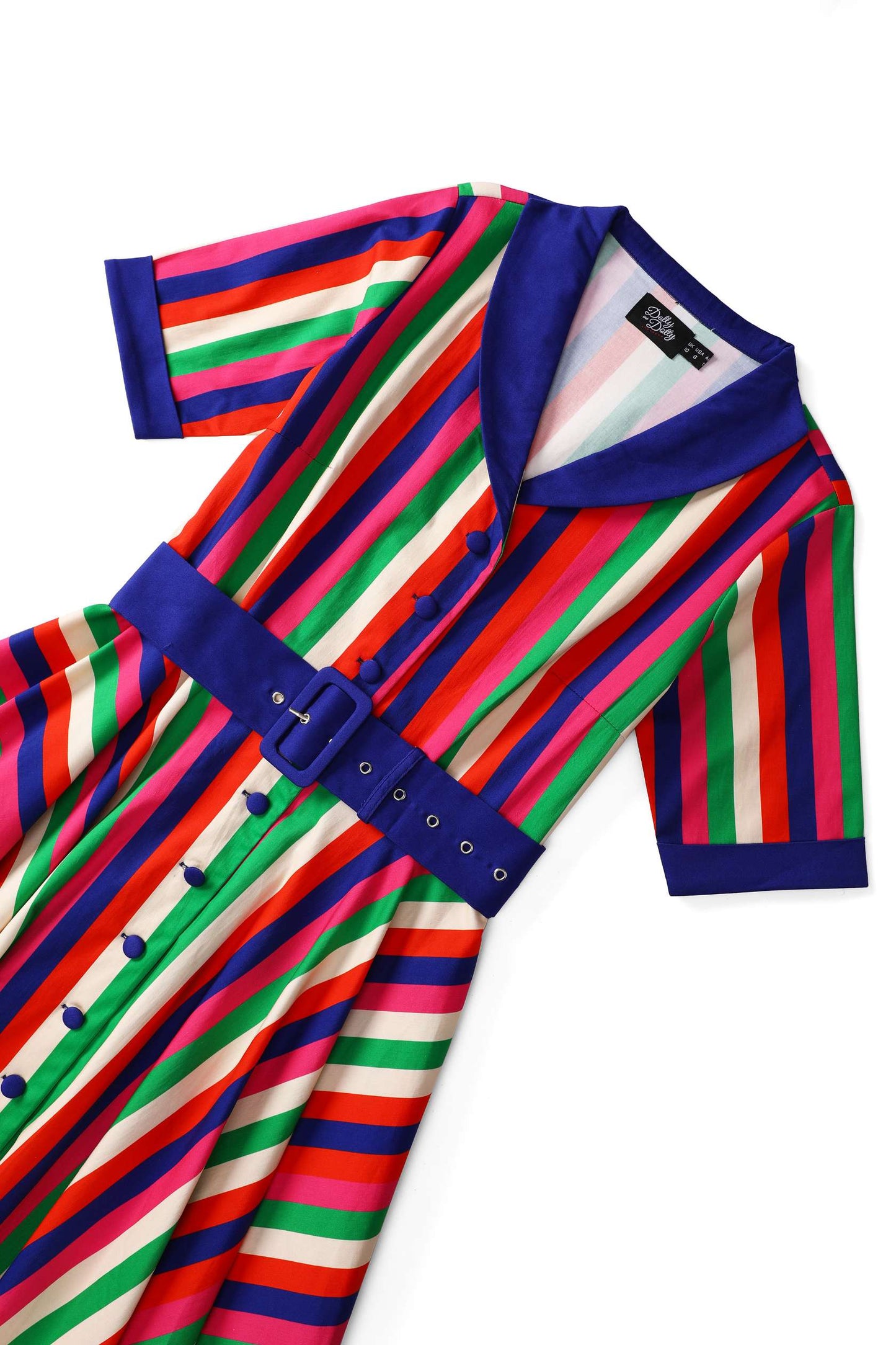 Mollie Roman Striped Full Circle Shirt Dress