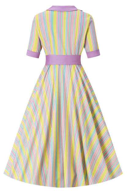 Mollie Lilac Striped Full Circle Shirt Dress