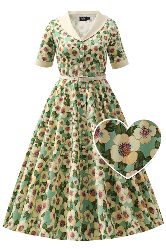 Mollie Teal Blossom Full Circle Shirt Dress