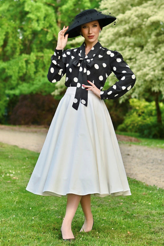 Maisie White Full Circle Midi Skirt