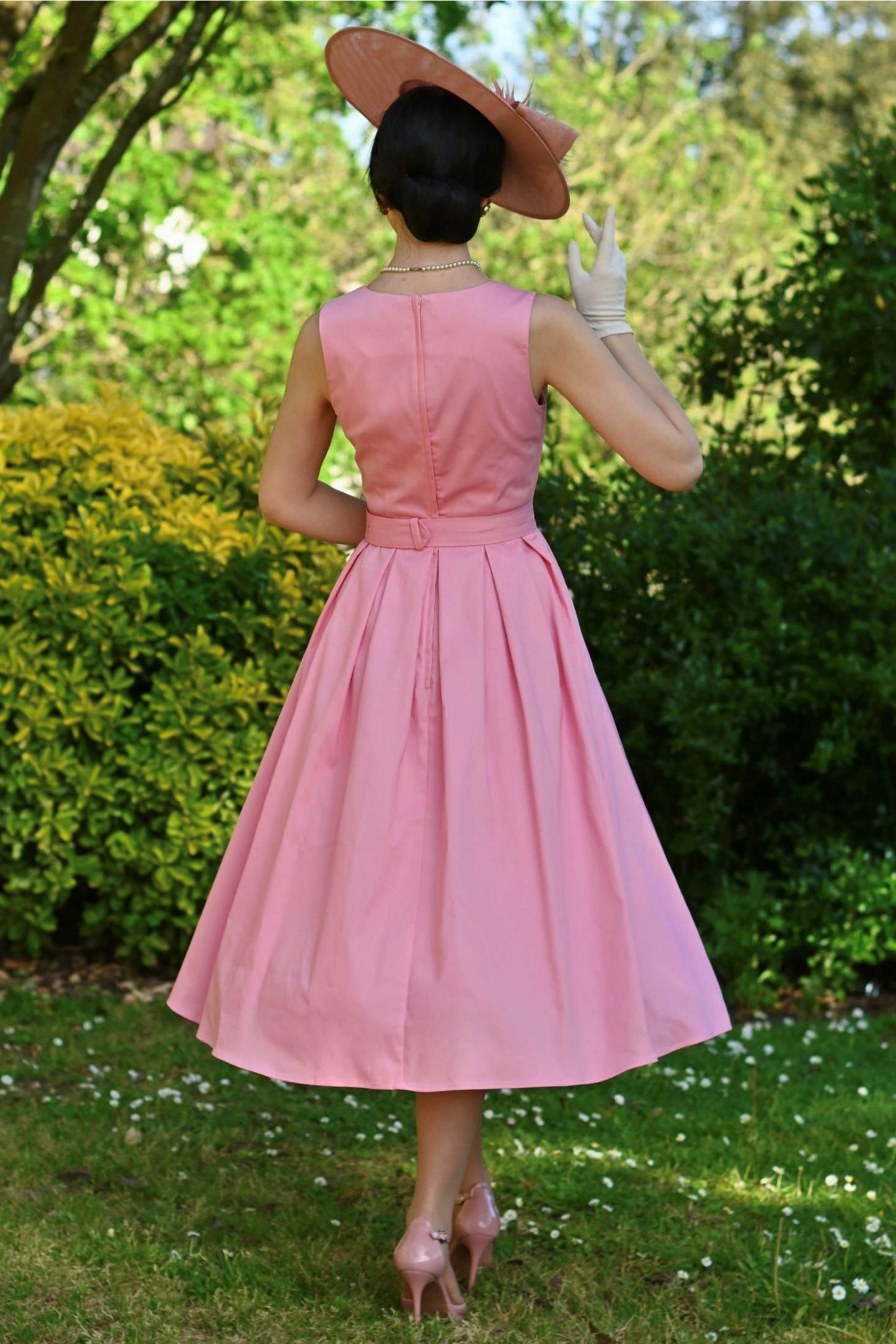 Helen Light Pink Cotton Midi Dress
