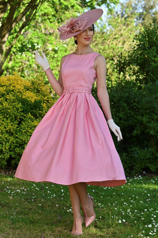 Helen Light Pink Cotton Midi Dress