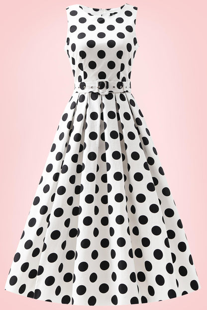 Helen White Polka Dot Cotton Midi Dress