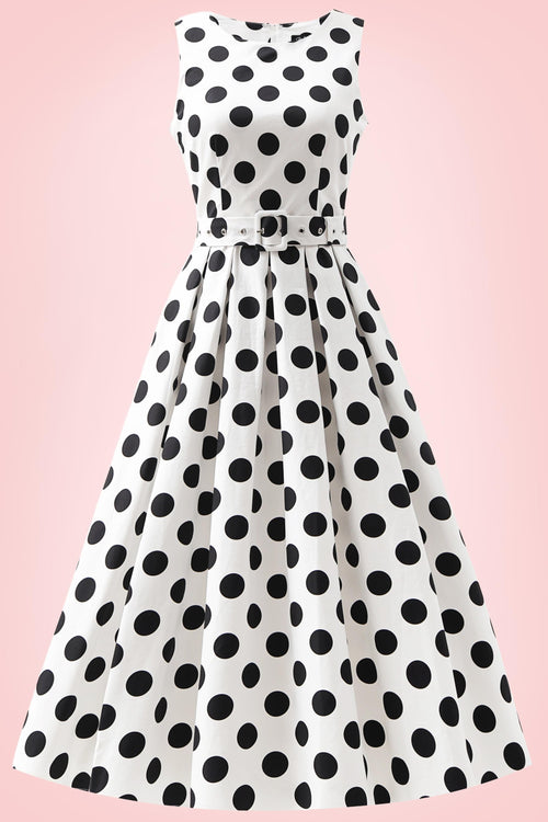 Helen White Polka Dot Cotton Midi Dress