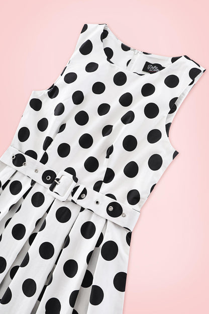 Helen White Polka Dot Cotton Midi Dress