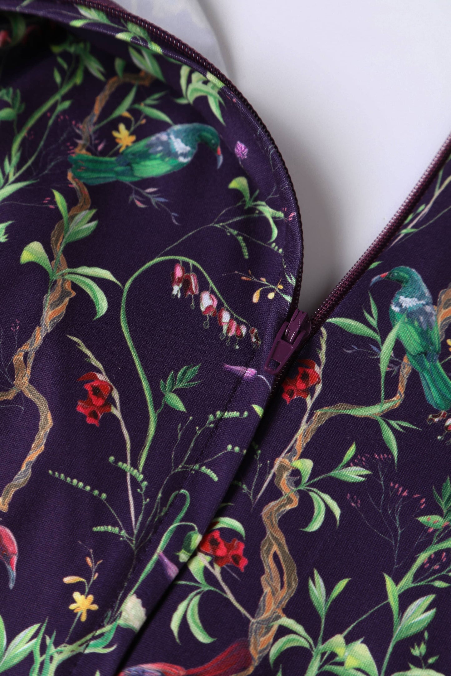 Katherine Purple Bird Long Sleeved Dress