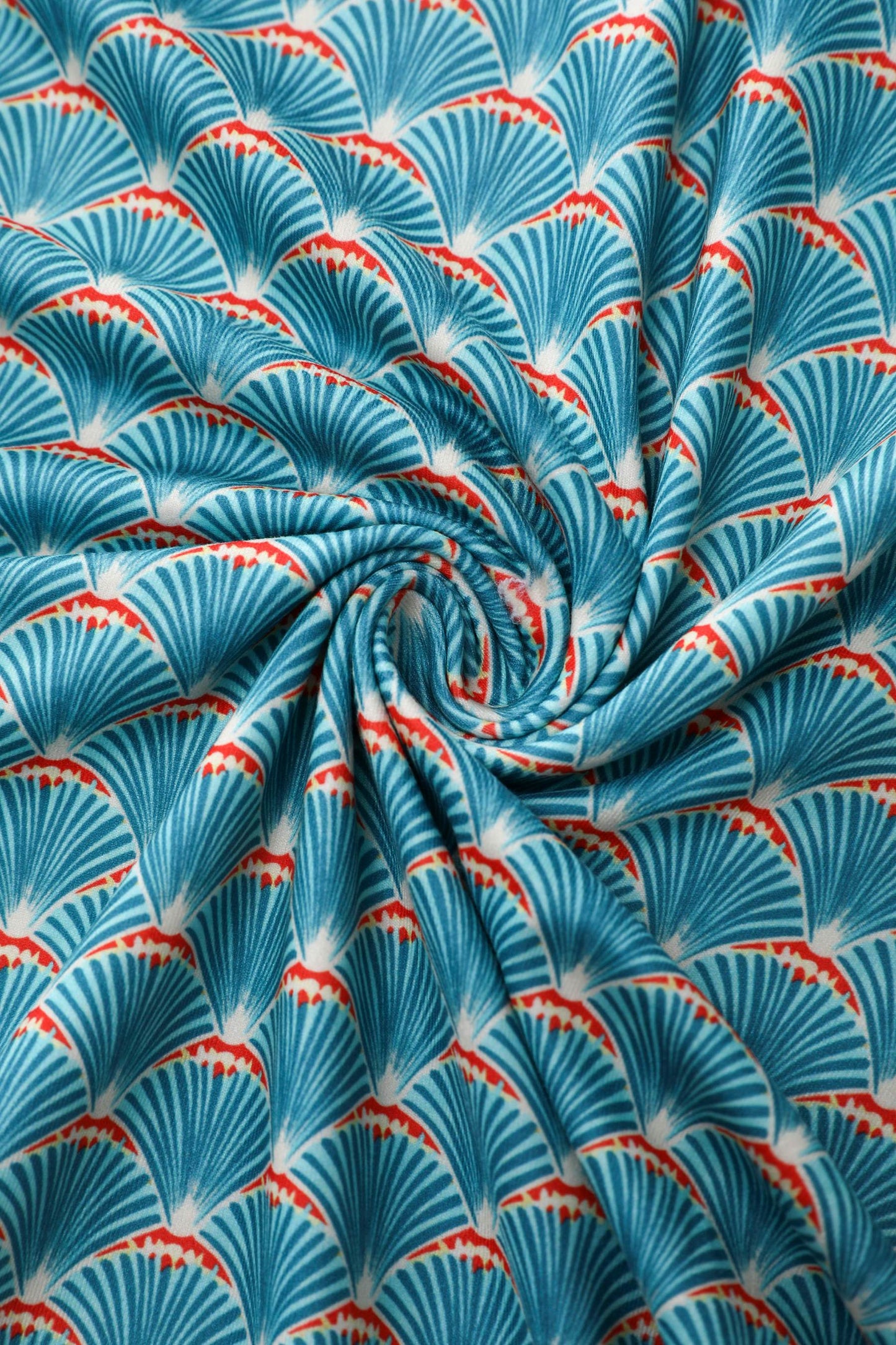 Julia 40s Teal Midi Dress In Seashell Print