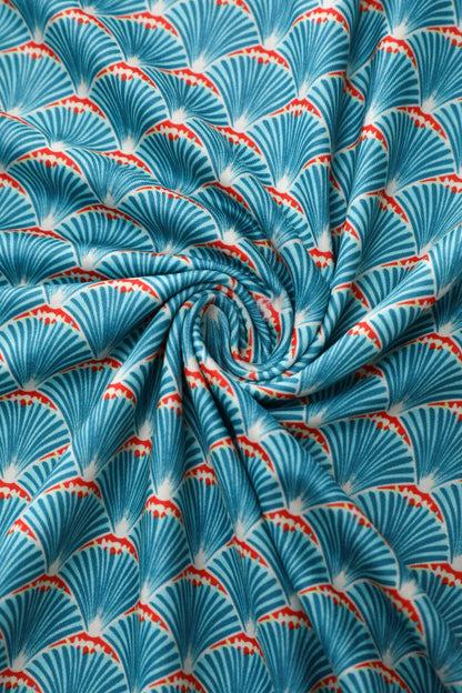 Julia 40s Teal Midi Dress In Seashell Print