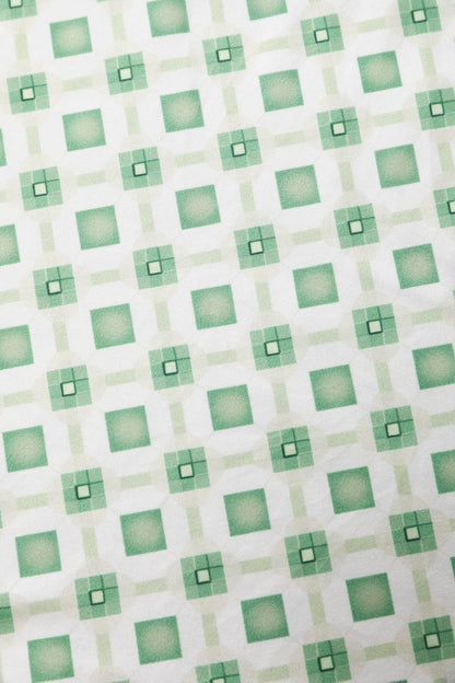 Julia 40s Green Midi Dress In Geometric Diamond Print