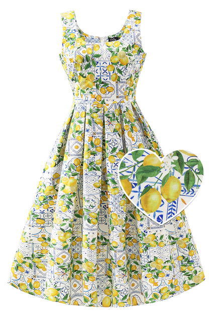 Ophelia Mediterranean Lemon Midi Dress