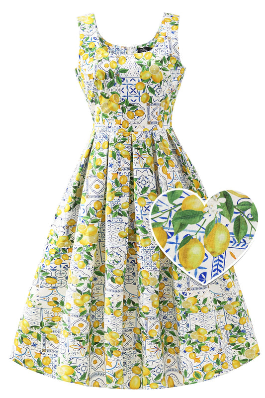 Ophelia Mediterranean Lemon Midi Dress