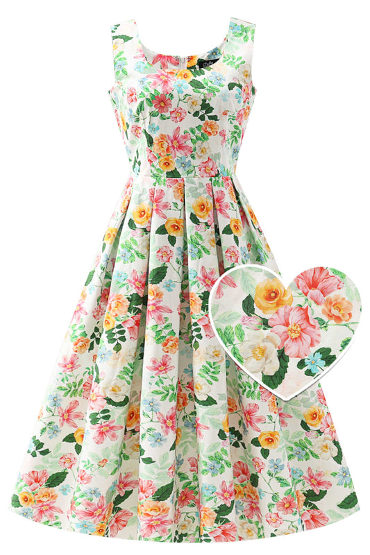 Ophelia White Floral Midi Dress