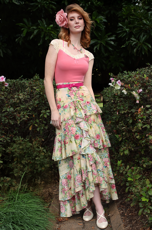 Birdsong Ruffle Maxi Skirt