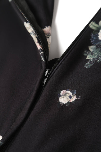 Esther Black Rose Butterfly Sleeved Jumpsuit