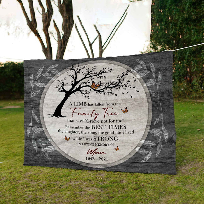 A Limb Has Fallen Butterfly Memorial Blankets, Remembrance Gifts For Loss Of Mother