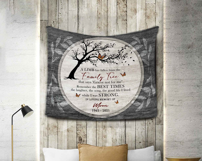 A Limb Has Fallen Butterfly Memorial Blankets, Remembrance Gifts For Loss Of Mother
