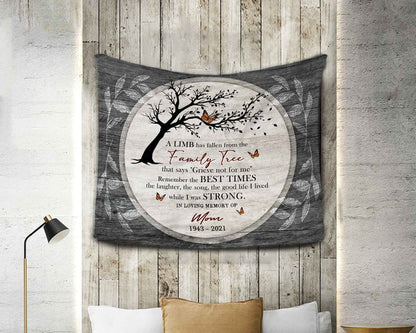 A Limb Has Fallen Butterfly Memorial Blankets, Remembrance Gifts For Loss Of Mother