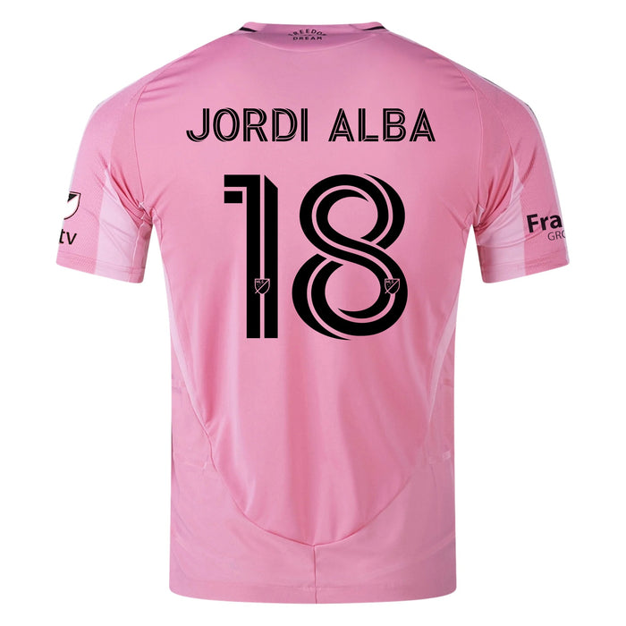 adidas Jordi Alba Inter Miami CF Authentic Home Jersey 25/26 w/ MLS Patches + Sponsor (Easy Pink) | SoccerWearhouse