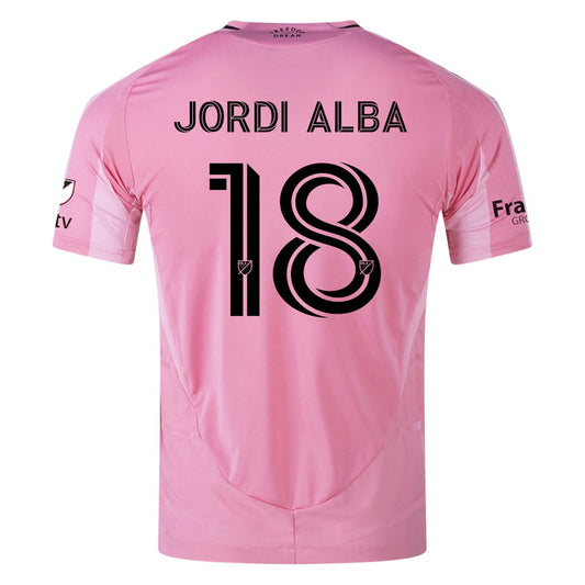 adidas Jordi Alba Inter Miami CF Authentic Home Jersey 25/26 w/ MLS Patches + Sponsor (Easy Pink) | SoccerWearhouse