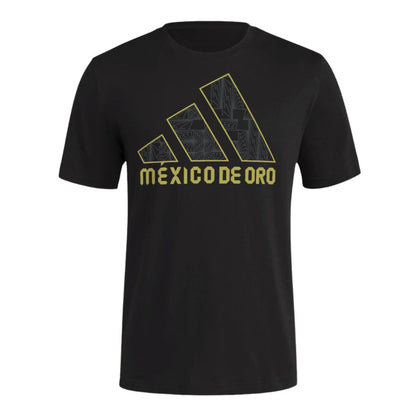 adidas Mexico 25/25 Logo T-Shirt (Black/Gold) | SoccerWearhouse