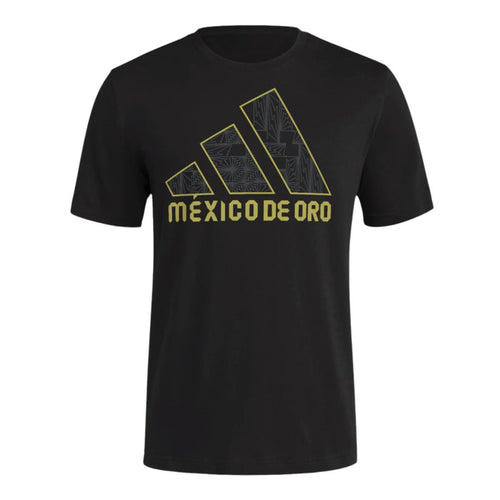 adidas Mexico 25/25 Logo T-Shirt (Black/Gold) | SoccerWearhouse