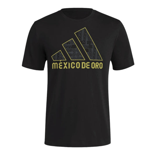 adidas Mexico 25/25 Logo T-Shirt (Black/Gold) | SoccerWearhouse