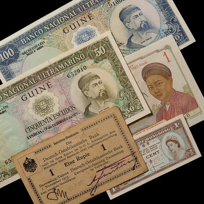 Age of Empires: Five European Colonial Banknotes - 1916 to 1995 - 20th Century