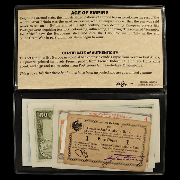 Age of Empires: Five European Colonial Banknotes - 1916 to 1995 - 20th Century