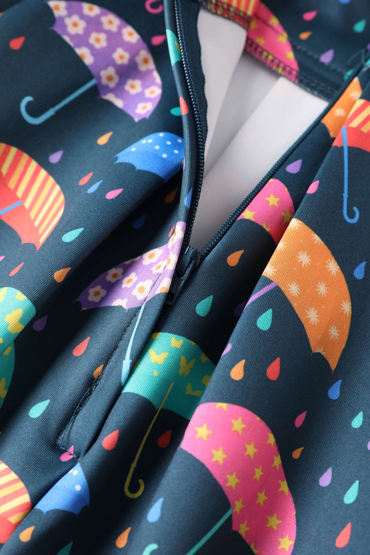Aisley Blue Rainy Day Umbrellas Midi Skirt